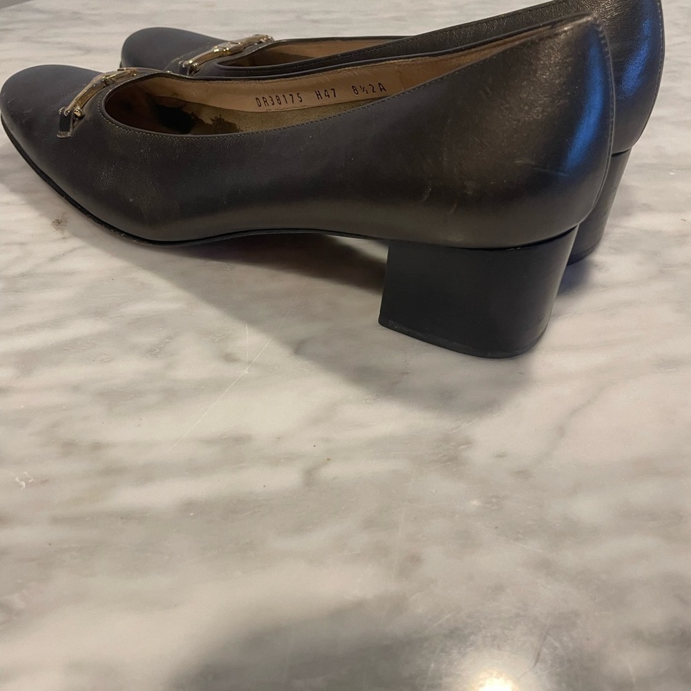 Vintage Salvatore Ferragamo Women's Metallic Gray Loafers - Picture 5 of 12